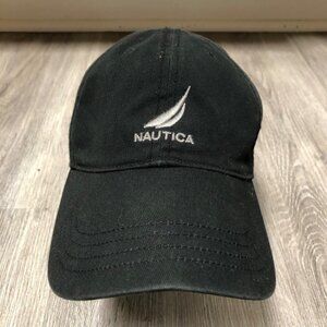Vintage Nautica Baseball Cap Embroidered 90s Dad Hat Black Grey 100% Cotton